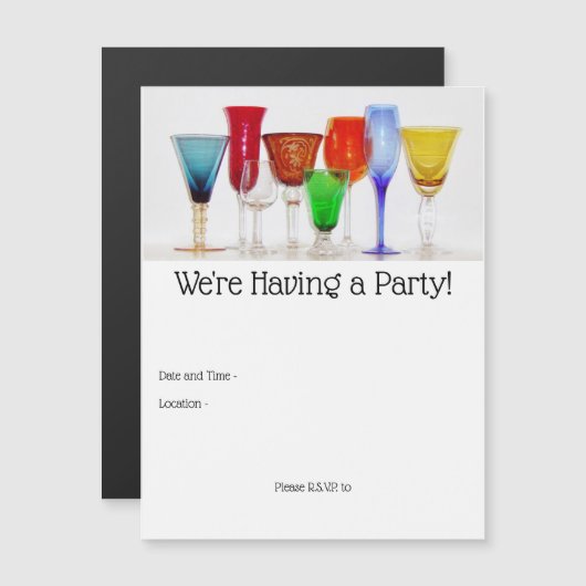 ワイングラス マグネット招待状 (正面/裏面)