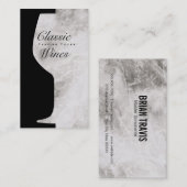 ワイングラス |大理石の背景を持つカウンター宇宙 名刺 (正面/裏面)