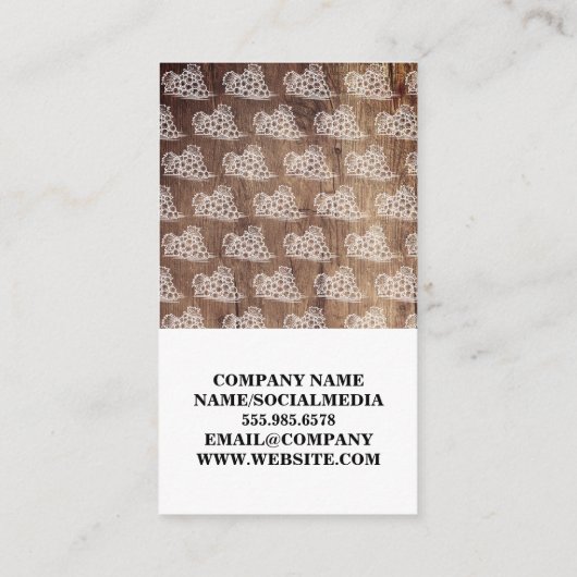 ワイングラス |木材 |ブドウのつる植物パターン 名刺 (裏面)