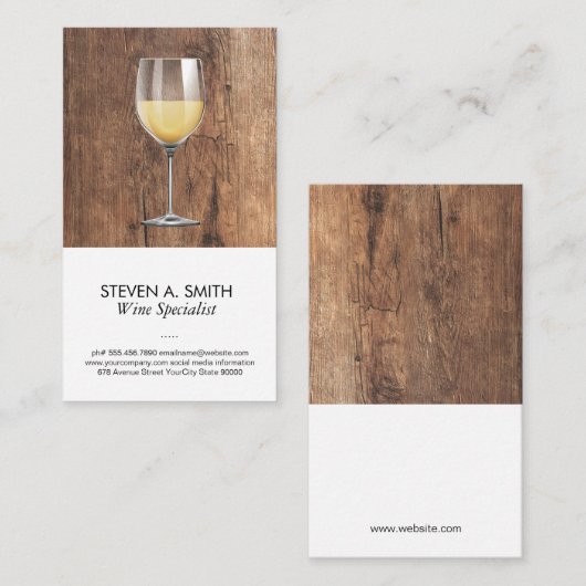 ワイングラス |木材 名刺 (正面/裏面)