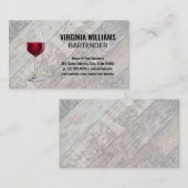 ワイングラス |木製ボードの背景 名刺 (正面/裏面)