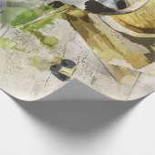 ワイングラス、樽、ブドウ ラッピングペーパー (角)