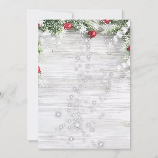 ワイングラス、現在の松の木のクリスマス企業の 招待状 (裏面)