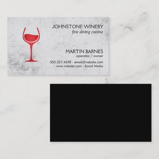 ワイングラス | 素朴 （赤） 名刺 (正面/裏面)