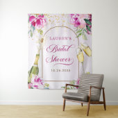 ワイングラス 花 フラワーブライダルシャワー タペストリー (インサイチュ)