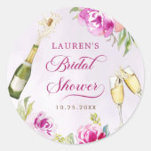 ワイングラス 花 フラワーブライダルシャワー ラウンドシール (正面)