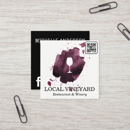 ワイングラス | 表現ブラシ | QRコード スクエア名刺 (正面/裏面インサイチュ)