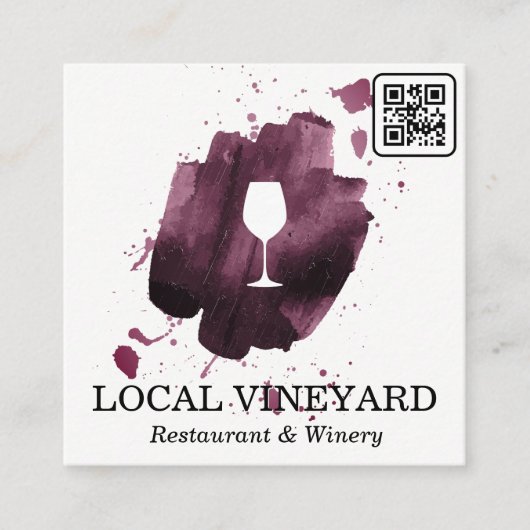 ワイングラス | 表現ブラシ | QRコード スクエア名刺 (正面)