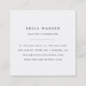 ワイングラス | Somelierまたはワイン業界 スクエア名刺 (裏面)