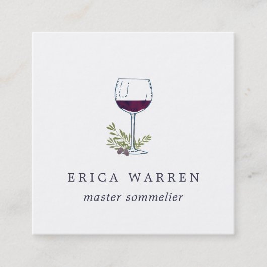 ワイングラス | Somelierまたはワイン業界 スクエア名刺 (正面)