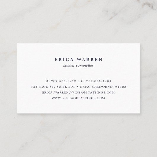 ワイングラス | Somelierまたはワイン業界 名刺 (裏面)