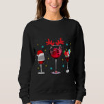 ワイングラスSanta Hat Reindeer Christmas Snow Soc スウェットシャツ<br><div class="desc">ワイングラスSanta Hat Reindeerクリスマススノーソックス</div>