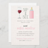 ワイングラスsip&シーベビーシャワー招待状 招待状 (正面/裏面)