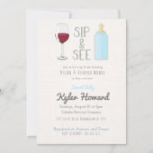 ワイングラスsip&シー男の赤ちゃんシャワー招待状 招待状 (正面)