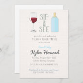 ワイングラスsip&シー男の赤ちゃんシャワー招待状 招待状 (正面/裏面)