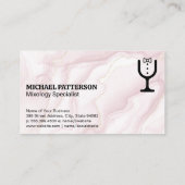 ワイングラスTuxedoロゴ |ピンクの大理石 名刺 (裏面)