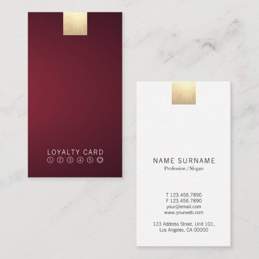 ワイングラデエレガントーション金ゴールドロイヤリティパンチ(縦) 名刺 (正面/裏面)