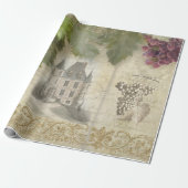 ワイングレープスクリプトエフエマラヴィネヤードシャテフランスのオ ラッピングペーパー (アンロールド)