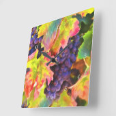 ワイングレープヴィンヤードキッチンデコール スクエア壁時計 (傾斜)