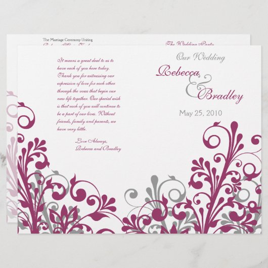 ワイングレー白抽象芸術フローラ結婚式 (正面/裏面)