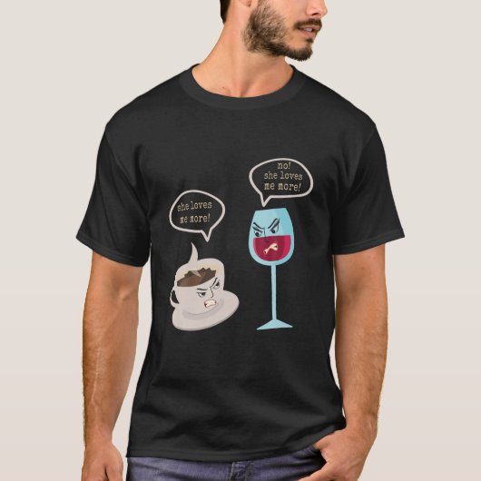 ワインコおもしろいーヒー愛好家 Tシャツ (正面)