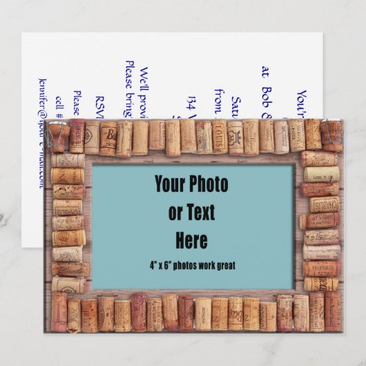 ワインコルクの枠 招待状 (正面/裏面)