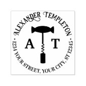 ワインコルクスクリューネーム差出人住所2イニシャル セルフインキングスタンプ (デザイン)