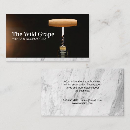ワインコルク栓抜き | ソムリエ・ビジネス・カード 名刺 (正面/裏面)