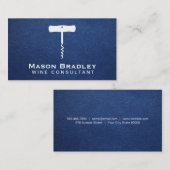 ワインコルク栓抜き |ブルーレザーテクスチャ 名刺 (正面/裏面)