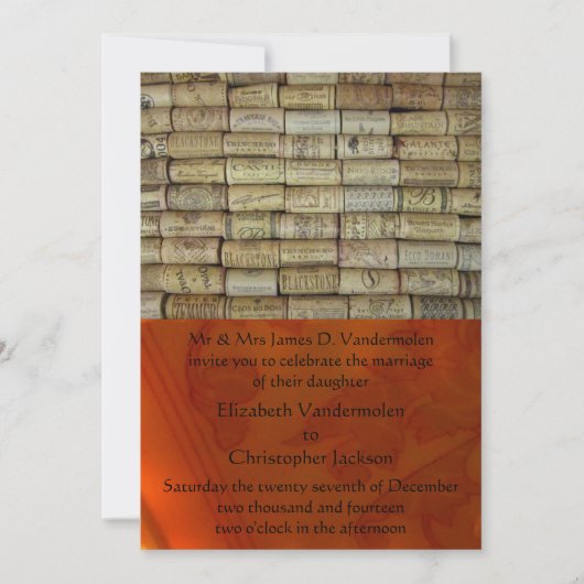 ワインコルク結婚式招待状 招待状 (正面)