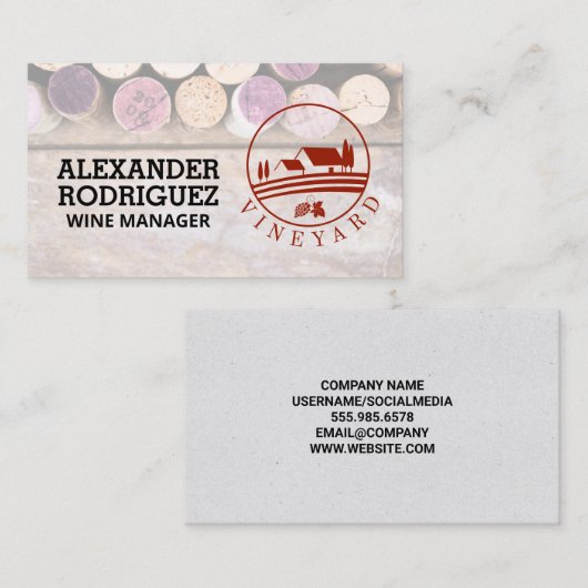 ワインコルク |ワイナリー不動産ロゴ 名刺 (正面/裏面)