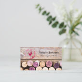 ワインコルク |ワイングラスとステイン 名刺 (スタンド正面)