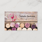 ワインコルク |ワイングラスとステイン 名刺 (正面)