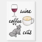 ワインコーヒー猫おもしろいかわいい漫画 マグネット (正面)