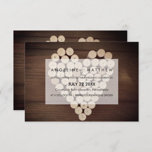 ワインコ素朴ークハートビニヤード結婚式招待状 招待状 (正面/裏面)