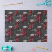 ワインゴブレットとバラの切り離し 薄葉紙 (クラフト)