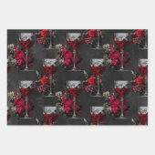 ワインゴブレットとバラ ラッピングペーパーシート (正面)