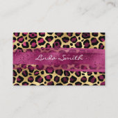 ワインゴールド箔ヒョウのブラシストローク 名刺 (正面)