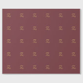 ワインゴールド モノグラム プロフェッショナル トレンディ モダン ラッピングペーパー (フラット)