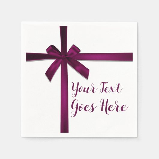 ワインサテンリボンボー クリスマスホリデーパーティー スタンダードカクテルナプキン (正面)