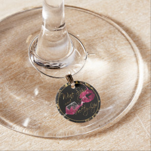 ワインシップかわいらしと唇 – ピンク – 大理石 ワインチャーム