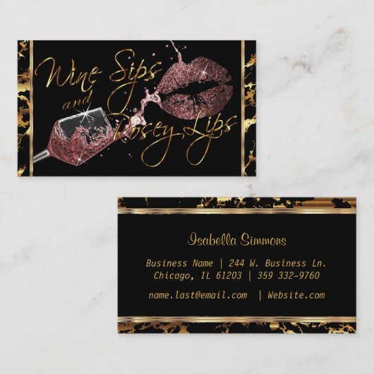 ワインシップスアンドローゼーリップス – ダスティバラ – 大理石 名刺 (正面/裏面)