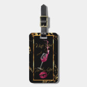 ワインシップ🍷ピンクかわいらしリップ👄 ラゲッジタグ (正面縦)