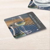 ワインショップや紙の白ワインのコースター スクエアペーパーコースター (アングル)