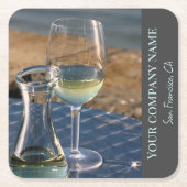 ワインショップや紙の白ワインのコースター スクエアペーパーコースター (正面)