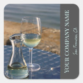 ワインショップ、バー、またはワイン用の白ワインの装飾 スクエアシール (正面)