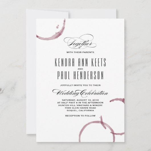 ワインシントワイナリーヴィネヤード結婚式招待状 招待状 (正面)