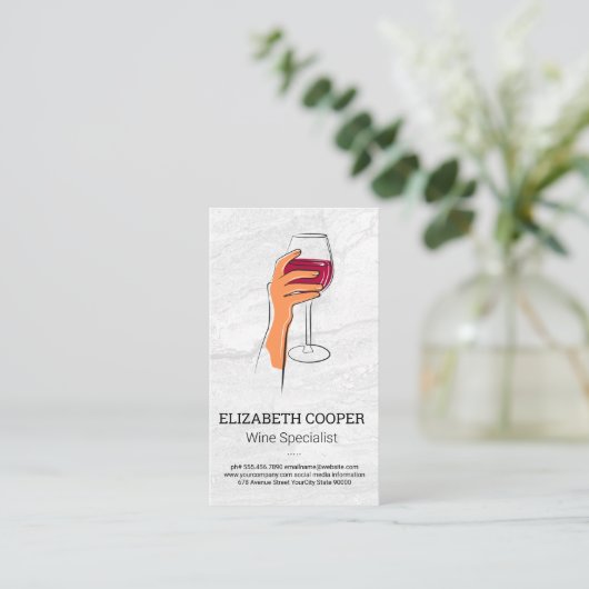 ワインスケッチの手持ちガラス 名刺 (スタンド正面)