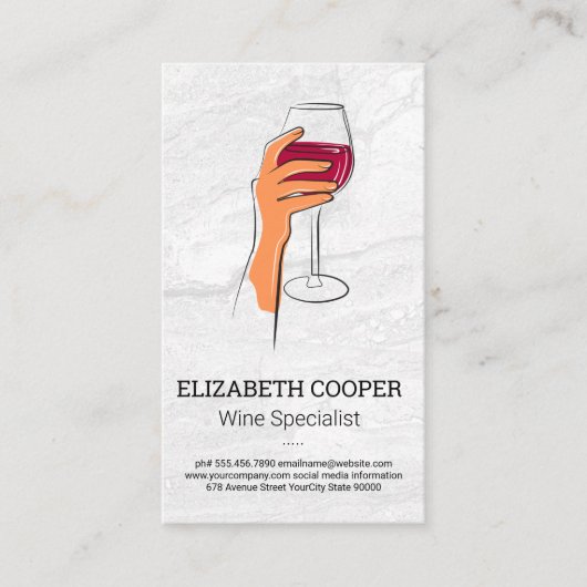 ワインスケッチの手持ちガラス 名刺 (正面)
