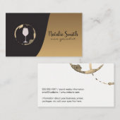 ワインステインとグラス | クラシック金ゴールドブラック 名刺 (正面/裏面)